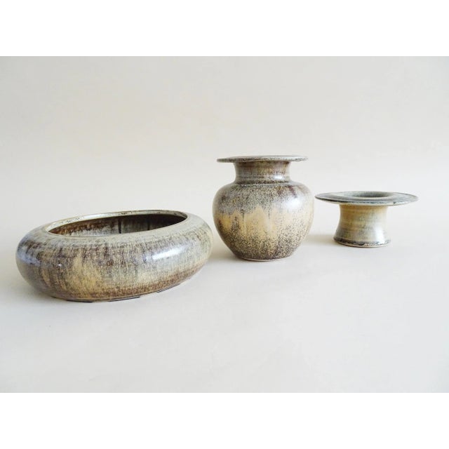 Mid-Century Modern Ceramic Vase, Candleholder and Bowl from Pfeiffer Gerhard, Set of 3 For Sale - Image 3 of 11