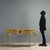 Venetian Baroque console table, crafted from carved, gilded, lacquered, and painted wood. The marbled top is shaped and...