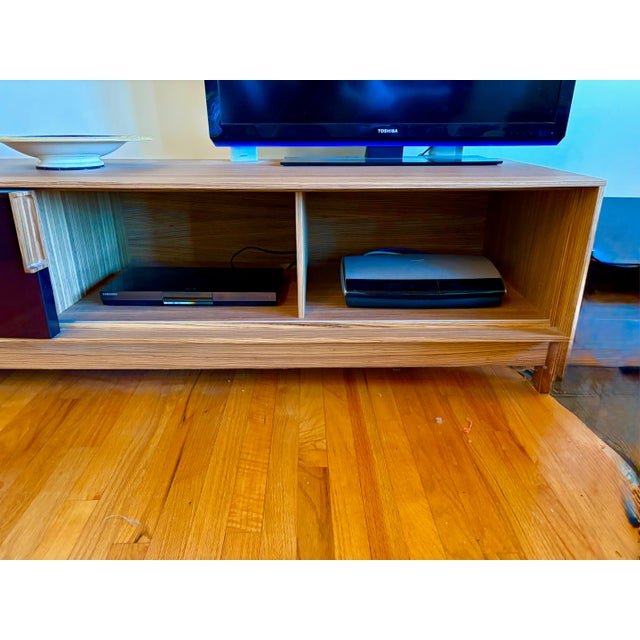 Wood Cecchini Collection Zebra Wood Credenza, 93.5" W 23.75" D X 20" H, 2006 For Sale - Image 7 of 14