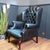 Animal Skin Chesterfield Barrelback Blue Club Chair, 1970s For Sale - Image 7 of 18