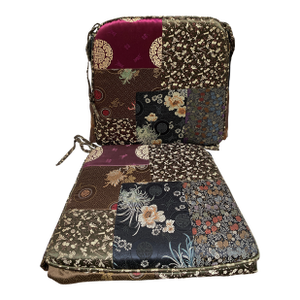 Vintage Asian Chinoiserie Patchwork Chair Pads, Set of Two
