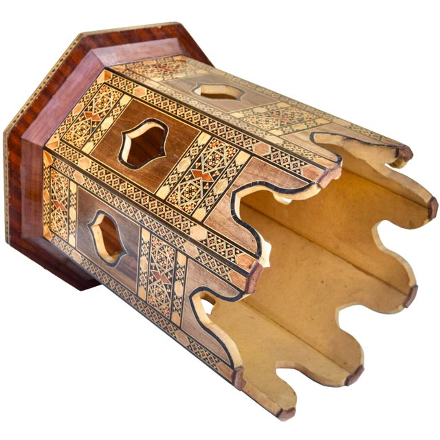 Brown Mid 20th Century Handmade & Inlaid Table W/ Moorish Astral Patterns For Sale - Image 8 of 11