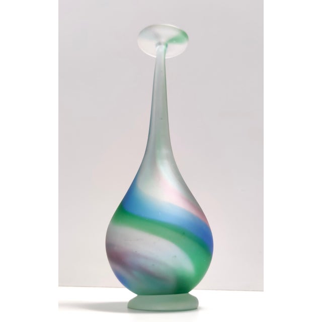 Vintage Italian Etched Murano Glass Vase, 1970s For Sale - Image 10 of 10