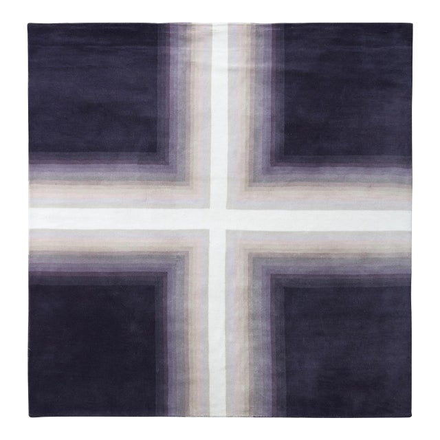 Mid-Century Modern Deco Rug in Purple White Geometric Pattern by Rug & Kilim, 10x12 For Sale