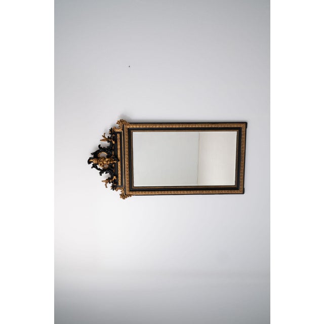Wood 19th Century France Napoleon III Gold Wood Mirror For Sale - Image 7 of 11