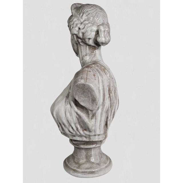 Italian 19th C. Glazed Terracotta Bust of Diana For Sale - Image 3 of 11