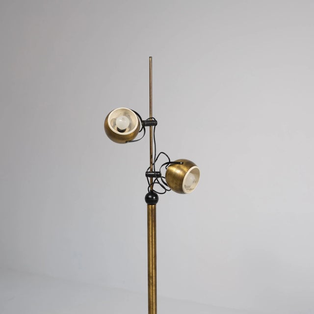 Brass-Plated Floor Lamp with Adjustable Globe Heads attributed to Goffredo Reggiani, 1970s For Sale - Image 6 of 10