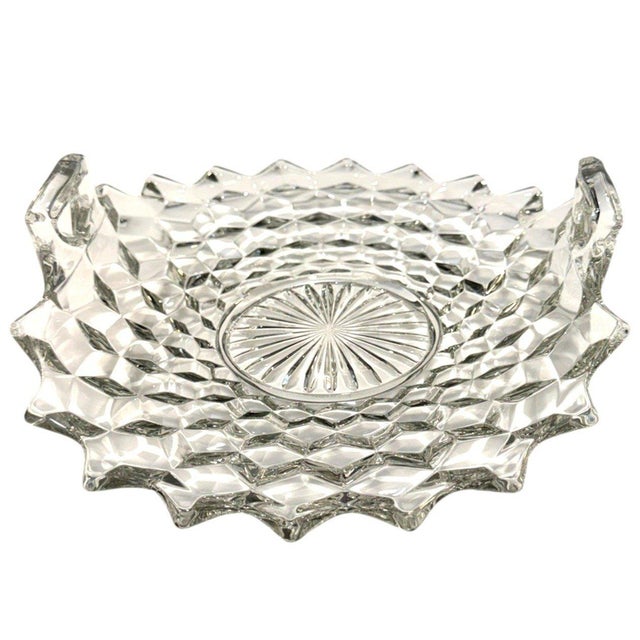 Vintage Fostoria American Clear No. 2056 Double-Handled Muffin Tray – 10" Elegant vintage Fostoria American clear glass...