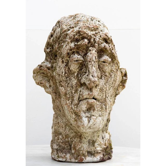 Expressionist ceramic head sculpture in red stoneware with Shino glaze. This Testa head sculpture No 7 belongs to Óscar...