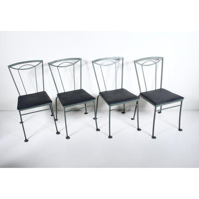 John Salterini Set of 4 Tempestini for Salterini Wrought Iron Dining Side Chairs, C. 1940 For Sale - Image 4 of 12