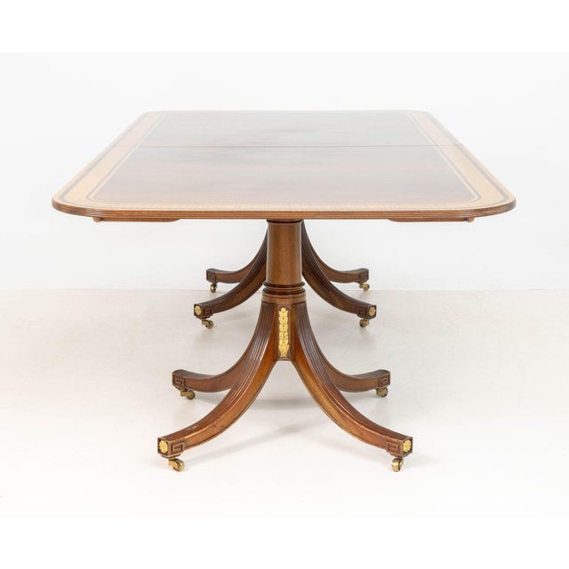 Wood Baker Furniture Double Pedestal Dining Table For Sale - Image 7 of 11