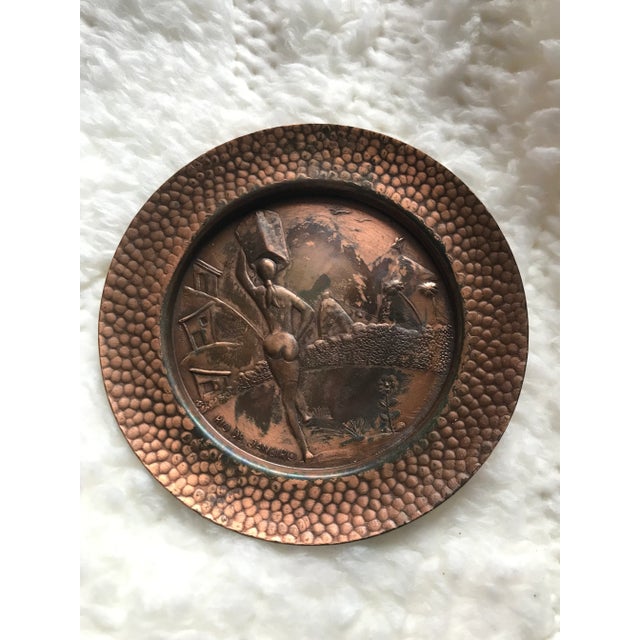 Metal Beinal Mid Century Brazilian Embossed Copper Cultural Coasters- Set of 6 For Sale - Image 7 of 11