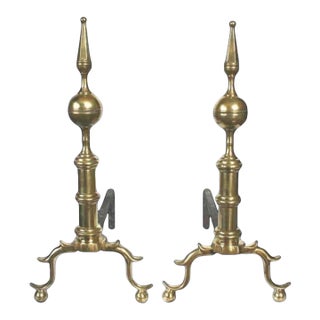 Late 18th Century Federal Period Steeple Top Andirons For Sale