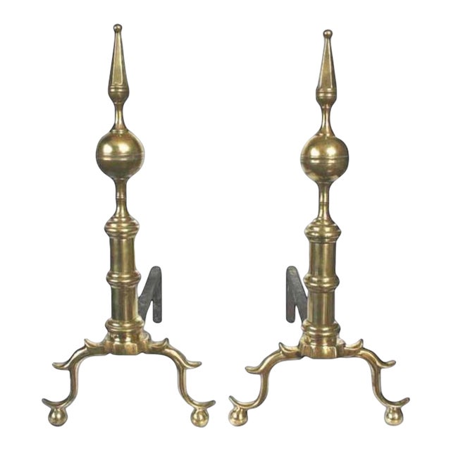 Late 18th Century Federal Period Steeple Top Andirons For Sale