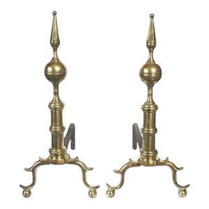 Late 18th Century Federal Period Steeple Top Andirons