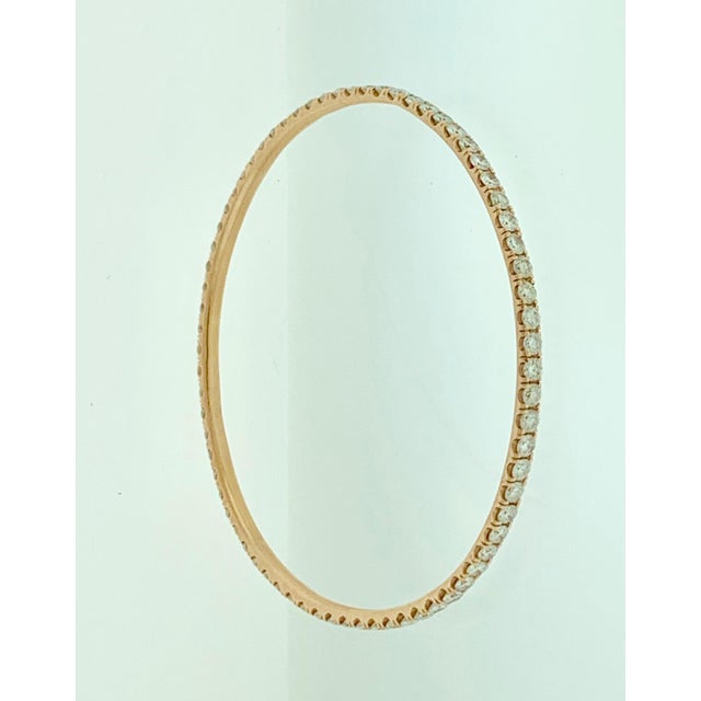 6-7 Pointer Each, 5 Carat Single Line Eternity 14 Karat Gold and Diamond Bangle For Sale - Image 17 of 18