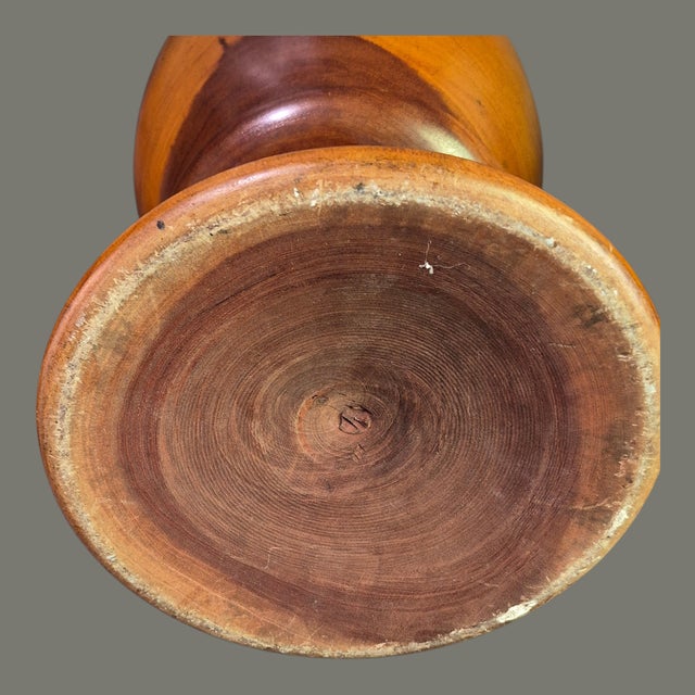 Wood Vintage Handmade Turned Wood Rustic Two Part Tall 24'' Floor Table Vase For Sale - Image 7 of 10