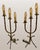 Pair of artistically shaped vintage candelabras, 3 arms, lightweight Poillerat style hand forged iron. These table lamps...