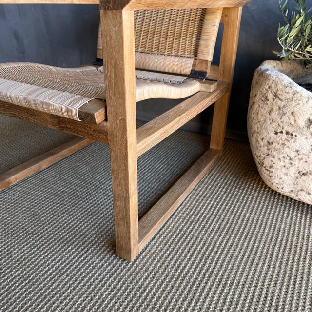 Not Yet Made - Made To Order Indoor Outdoor Woven Rope Teak Wood Lounge Chair With Cushion For Sale - Image 5 of 13