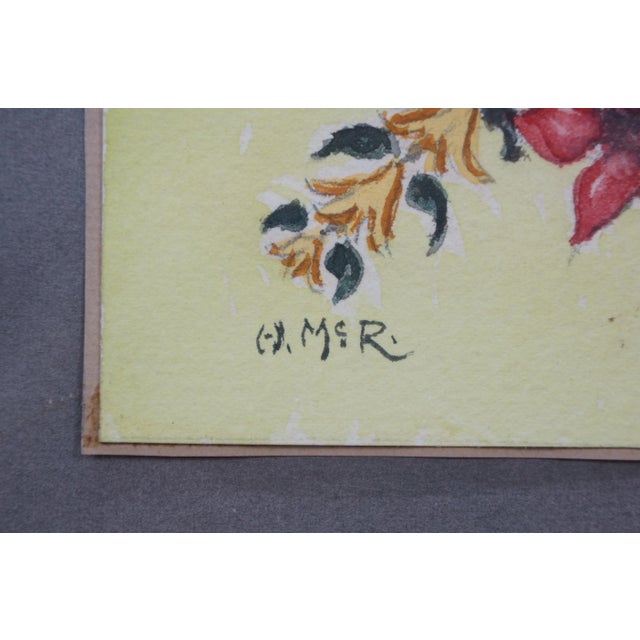 Yellow Late 20th Century Helen McRae Yellow Floral Botanical Framed Still Life Watercolor on Paper 12" For Sale - Image 8 of 11