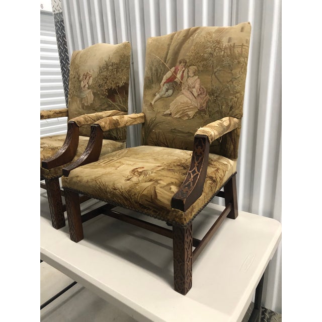 English George III Gainsborough Child's Aubusson Upholstered Arm Chairs - A Pair For Sale - Image 3 of 12