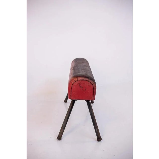 Italian Red Leather and Iron Gymnastic Horse For Sale - Image 3 of 15