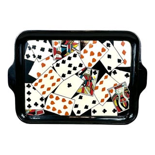 Vintage Painted Card Suite Serving Tray For Sale