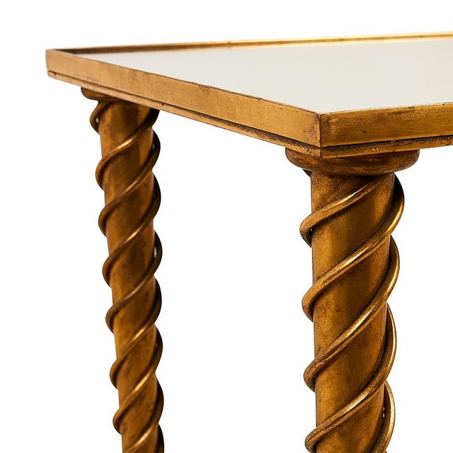 Victorian 1960s Schumacher Brass & Mirror Spiral Leg Side Table For Sale - Image 3 of 5