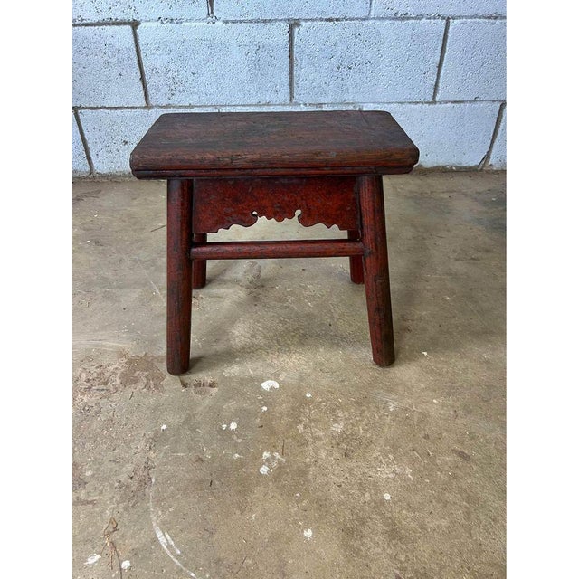 Early 20th Century Antique Chinoiserie Style Wooden Footstool For Sale In Washington DC - Image 6 of 7