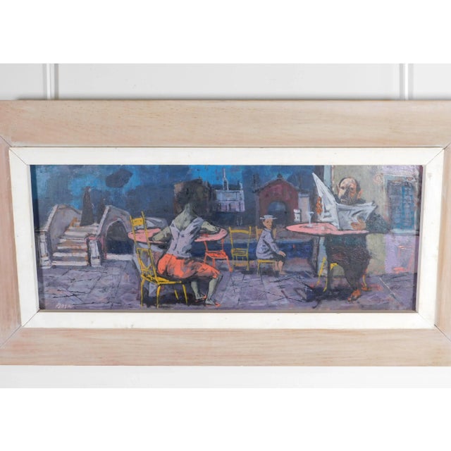 Louis Bosa (1905-1981) Untitled Signed Oil Painting Cafe Scene For Sale In Philadelphia - Image 6 of 13