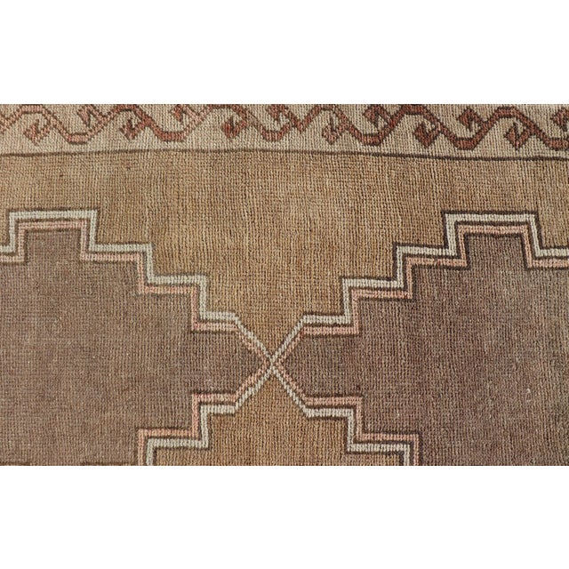 Vintage Turkish Kars Gallery Rug With Repeating Medallions in Taupe and Beige For Sale - Image 10 of 12