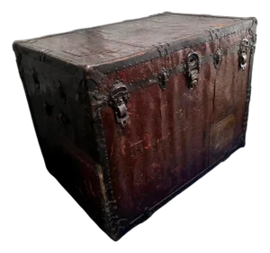 19th Century Leather [Exterior/Interior] Steamer Trunk