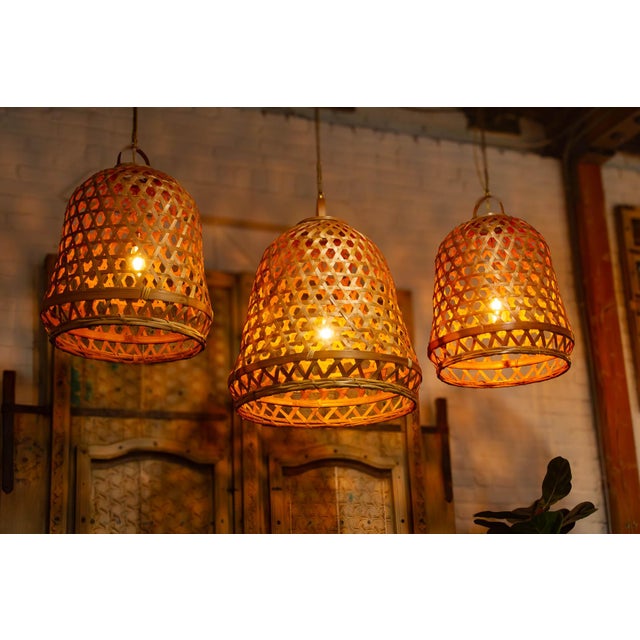 Lombok Handwoven Bamboo Bell Pendant For Sale - Image 10 of 10