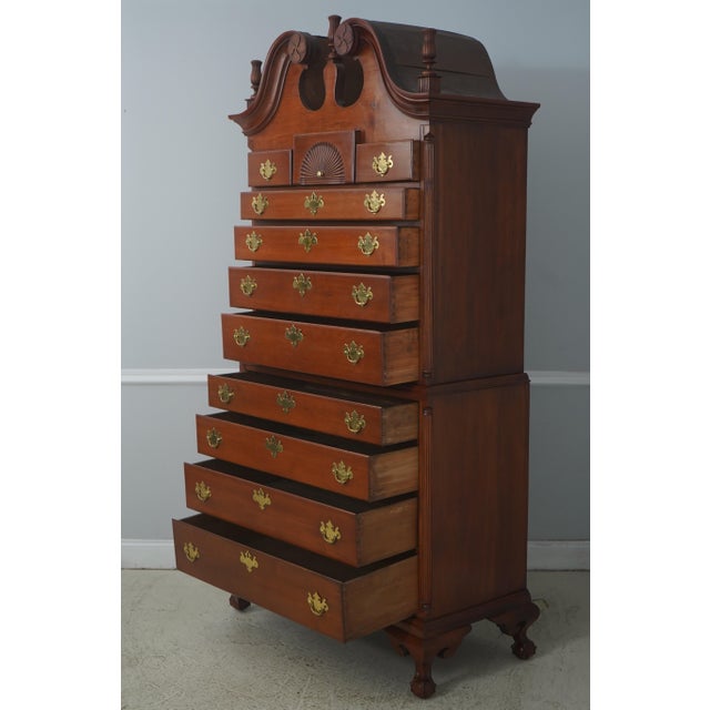 Queen Anne Antique 18th Century Clawfoot Cherry Queen Anne Highboy Chest on Chest For Sale - Image 3 of 18