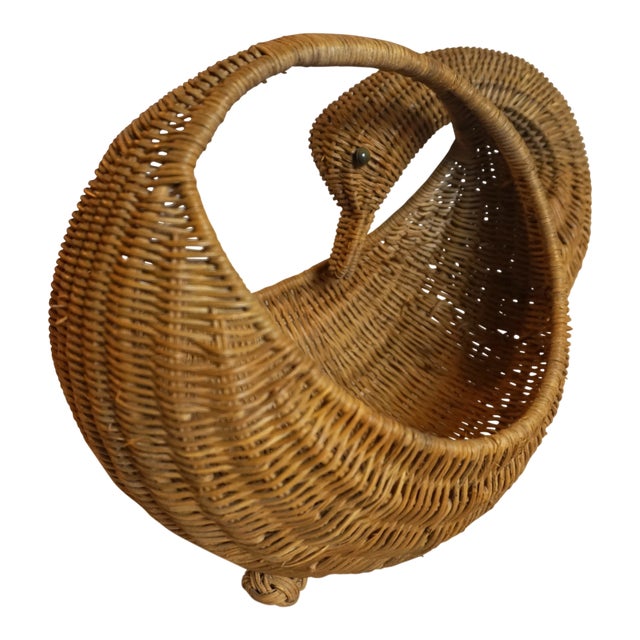 Long Neck Goose Wicker Basket Chairish