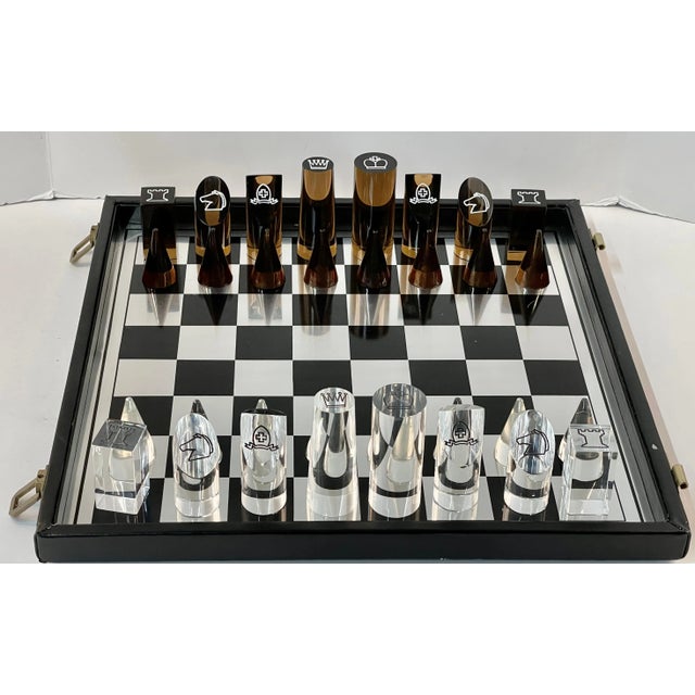 Plastic Vintage Lucite Chess Set in Travel Case For Sale - Image 7 of 13