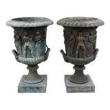 1980s A Pair of Grand Scale Neoclassical Bronze Garden Urns For Sale