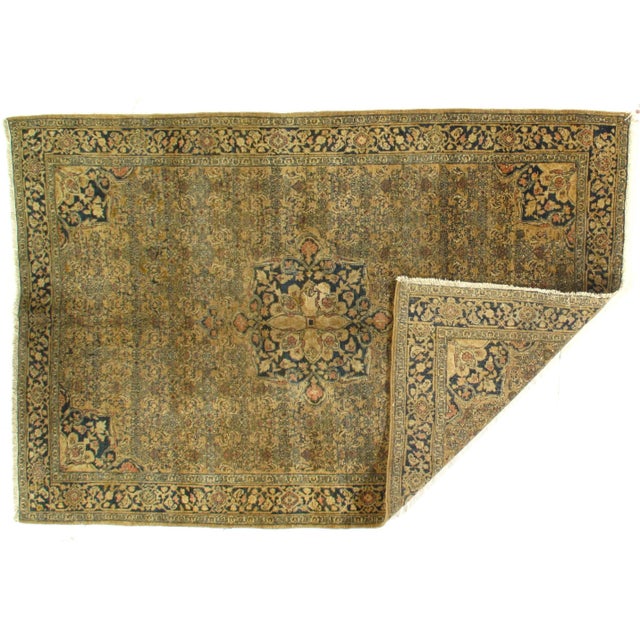 This is a fine antique Persian Bidjar that was made around 1880. The piece was handmade and hand-knotted from vegetable...