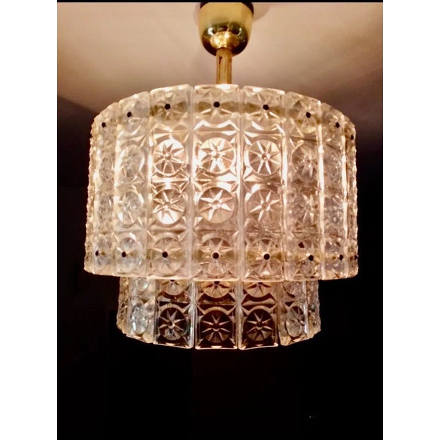 Chandelier in Glass with Brass Structure from Kinkeldey, Austria, 1960 For Sale - Image 3 of 7