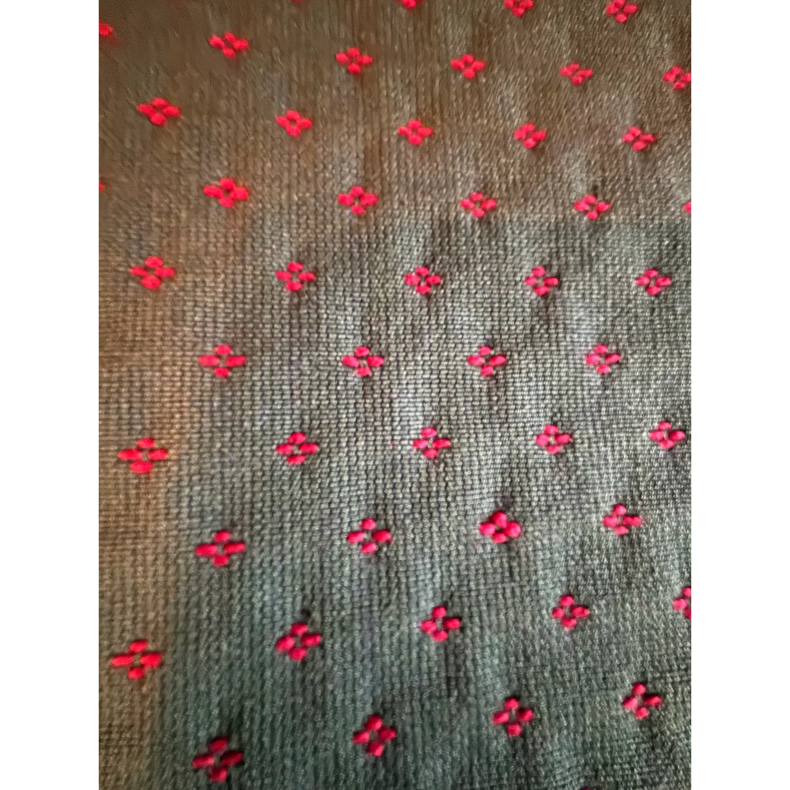 Over 19 Yards of Heavy Upholstery Weight Green and Red Fabric | Chairish