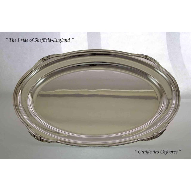 1970s 1970s New Silver Oval & Round Platters With Jubilee, Patented Applied Border- Set of 2 For Sale - Image 5 of 14