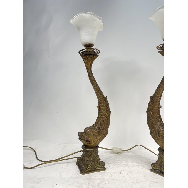 1920s Vintage Brass Lamps, 1920s, Set of 2 For Sale - Image 5 of 16