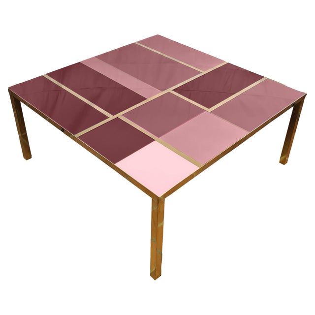 Not Yet Made - Made To Order Coffee Table with Brass Frame and Cartier Red Murano Glass from Justfurnituress SRL For Sale - Image 5 of 5