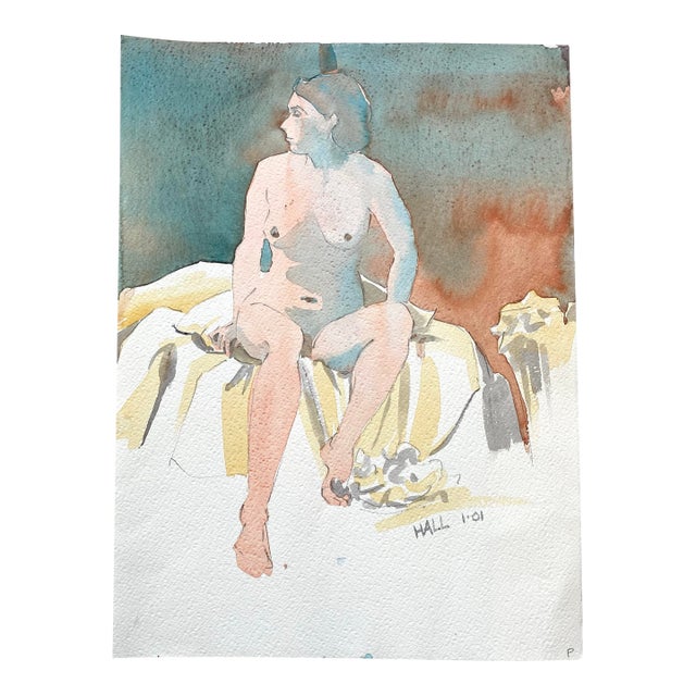 Original Female Nude Watercolor Painting by Jon Hall 2001 For Sale