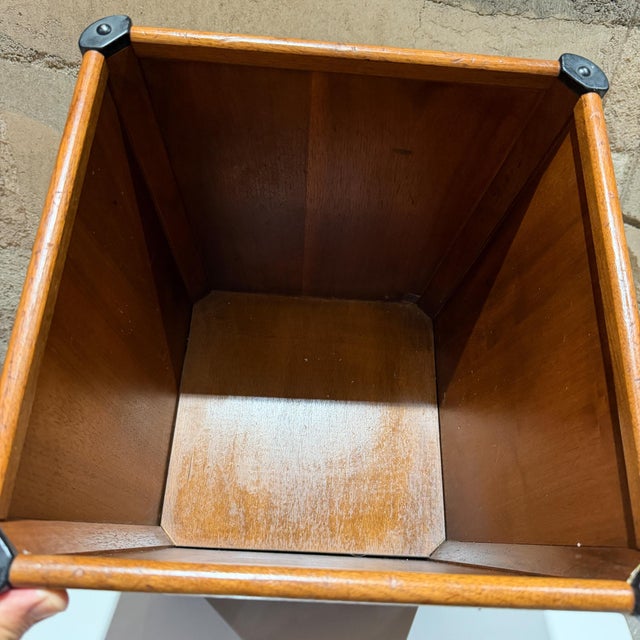 Wood Mid-Century Modern Wood Walnut Waste Basket Paper Barrel Nucraft For Sale - Image 7 of 17