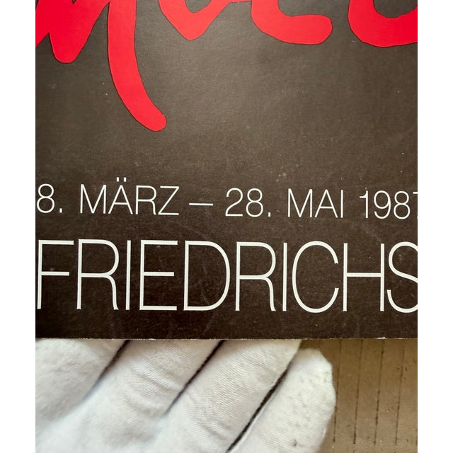 Abstract Joan Miró (1893–1983), L’Exilé Noir, Galerie Peerlings Krefeld, 1987, Vintage Exhibition Poster, Printed in Germany For Sale - Image 3 of 14