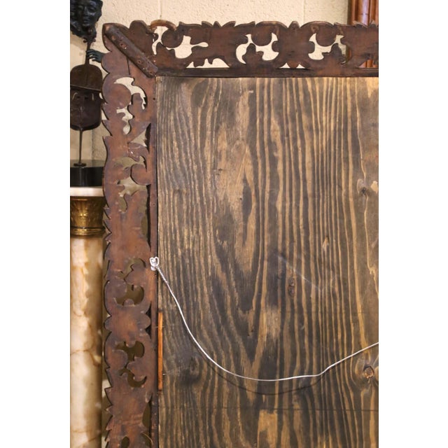 19th Century French Louis XIII Carved Bleached Oak Pierced Foliate Wall Mirror For Sale - Image 10 of 10