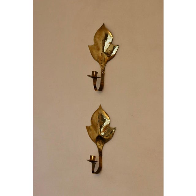 Gold Mid-Century Modern Swedish Brass Sconces, Set of 2 For Sale - Image 8 of 15