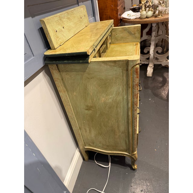 Paint 1940s Mid Century French Provincial Fall Front Desk Chest For Sale - Image 7 of 8