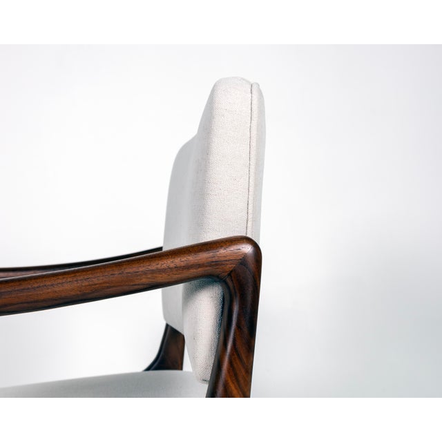 Wood Sculptural Dining Arm Chairs in the Style of Gio Ponti Walnut For Sale - Image 7 of 9